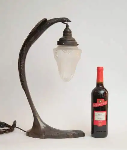 Große Art Déco Tischleuchte "SERPENT" Charles Ranc Messinglampe 1920