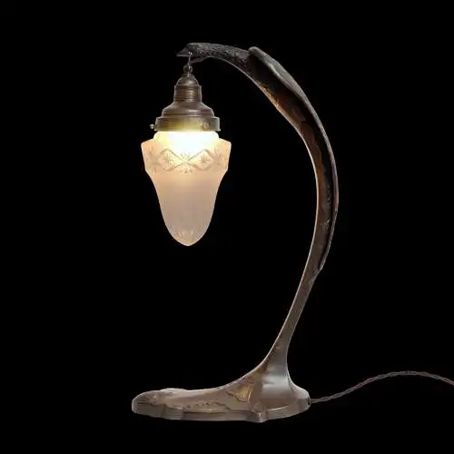 Große Art Déco Tischleuchte "SERPENT" Charles Ranc Messinglampe 1920