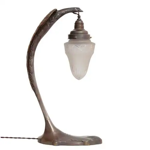 Große Art Déco Tischleuchte "SERPENT" Charles Ranc Messinglampe 1920