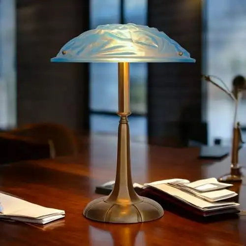 Art Deco Lampe Tischleuchte "ANEMONE" Sammlerstück Degue Messinglampe