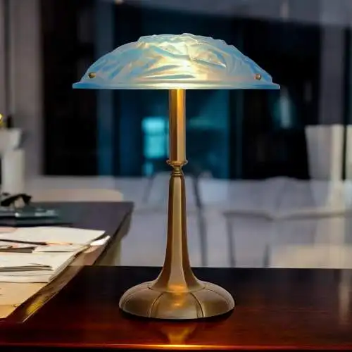 Art Deco Lampe Tischleuchte "ANEMONE" Sammlerstück Degue Messinglampe