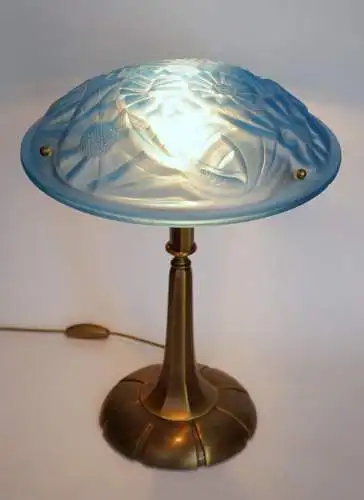 Art Deco Lampe Tischleuchte "ANEMONE" Sammlerstück Degue Messinglampe