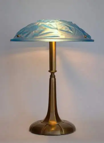 Art Deco Lampe Tischleuchte "ANEMONE" Sammlerstück Degue Messinglampe