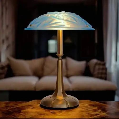 Art Deco Lampe Tischleuchte "ANEMONE" Sammlerstück Degue Messinglampe