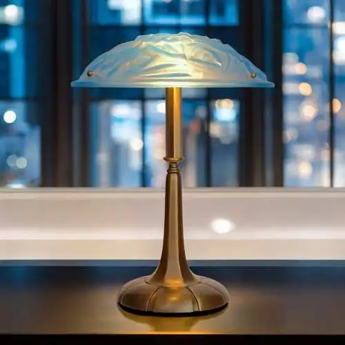 Art Deco Lampe Tischleuchte "ANEMONE" Sammlerstück Degue Messinglampe