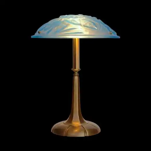 Art Deco Lampe Tischleuchte "ANEMONE" Sammlerstück Degue Messinglampe