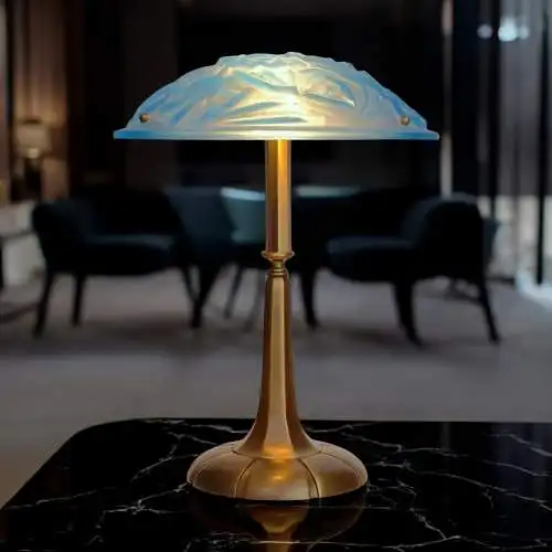 Art Deco Lampe Tischleuchte "ANEMONE" Sammlerstück Degue Messinglampe