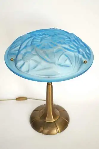 Art Deco Lampe Tischleuchte "ANEMONE" Sammlerstück Degue Messinglampe