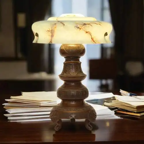Unikat Art Déco Tischleuchte "OKINAWA" Bronze Einzelstück