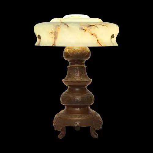 Unikat Art Déco Tischleuchte "OKINAWA" Bronze Einzelstück