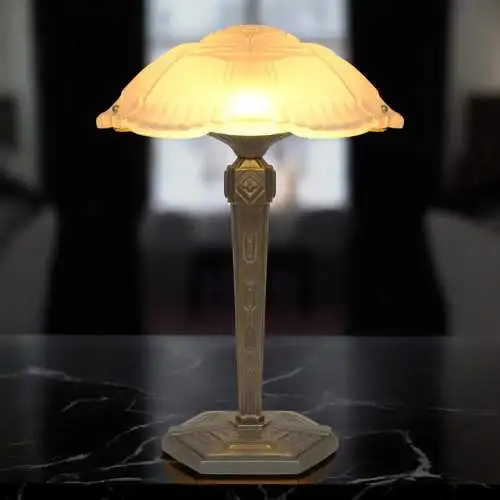 Sehr elegante Art Déco Prunkleuchte "RENNES" Unikat Einzelstück Bankerlampe