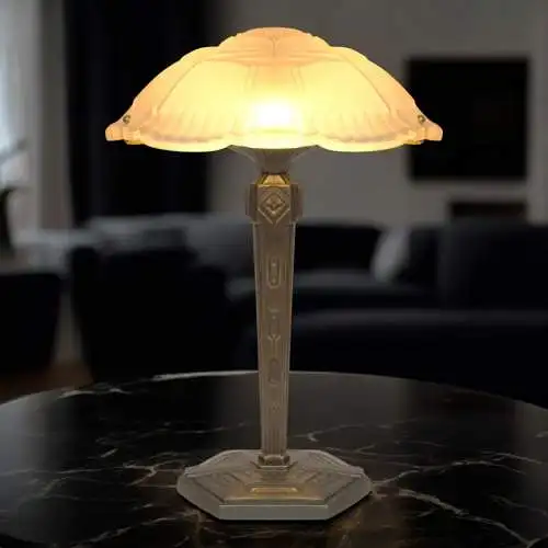 Sehr elegante Art Déco Prunkleuchte "RENNES" Unikat Einzelstück Bankerlampe
