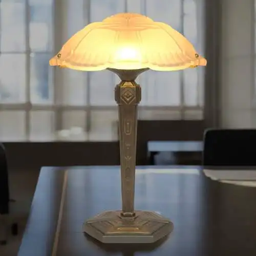 Sehr elegante Art Déco Prunkleuchte "RENNES" Unikat Einzelstück Bankerlampe