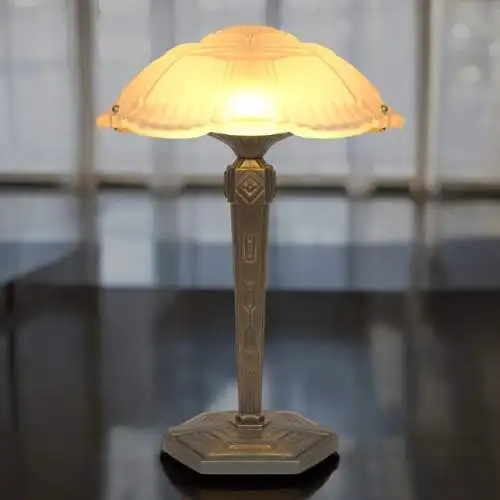 Sehr elegante Art Déco Prunkleuchte "RENNES" Unikat Einzelstück Bankerlampe