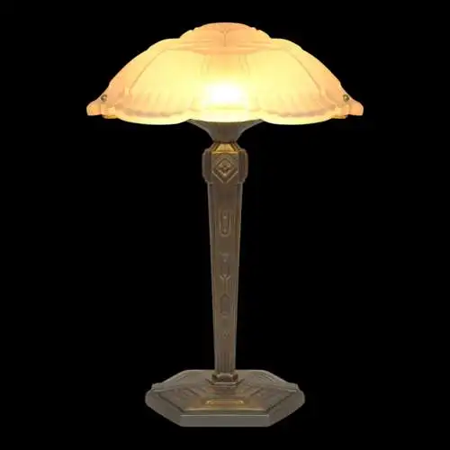 Sehr elegante Art Déco Prunkleuchte "RENNES" Unikat Einzelstück Bankerlampe