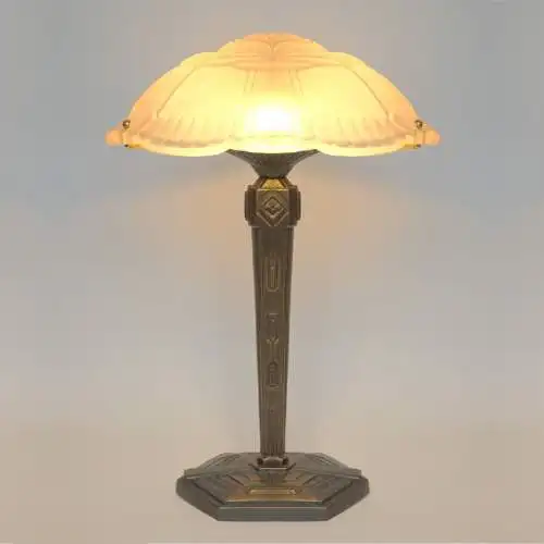 Sehr elegante Art Déco Prunkleuchte "RENNES" Unikat Einzelstück Bankerlampe