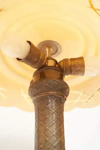 Art Déco Tischleuchte "NIPPON HOUSE" Unikat Bronze Messinglampe Einzelstück