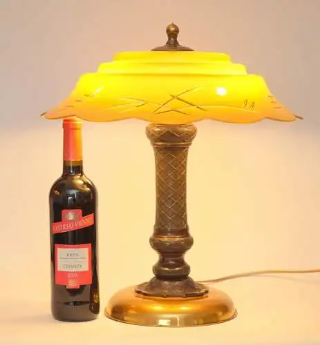 Art Déco Tischleuchte "NIPPON HOUSE" Unikat Bronze Messinglampe Einzelstück