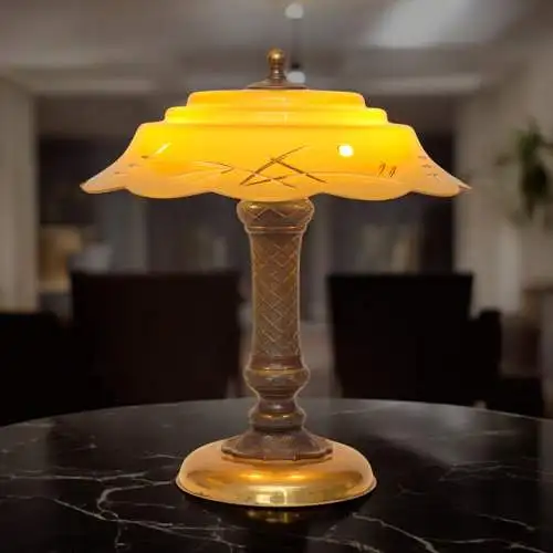 Art Déco Tischleuchte "NIPPON HOUSE" Unikat Bronze Messinglampe Einzelstück