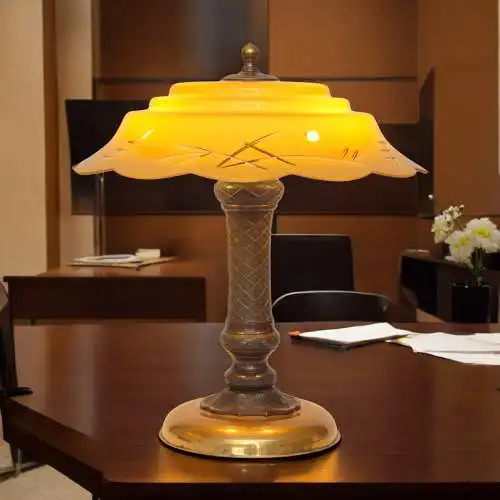 Art Déco Tischleuchte "NIPPON HOUSE" Unikat Bronze Messinglampe Einzelstück