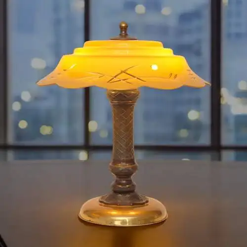 Art Déco Tischleuchte "NIPPON HOUSE" Unikat Bronze Messinglampe Einzelstück