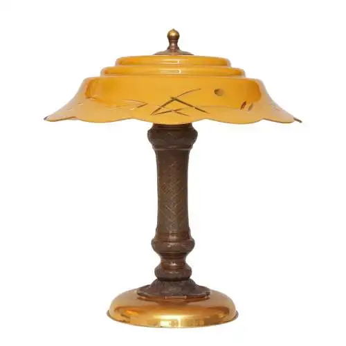 Art Déco Tischleuchte "NIPPON HOUSE" Unikat Bronze Messinglampe Einzelstück