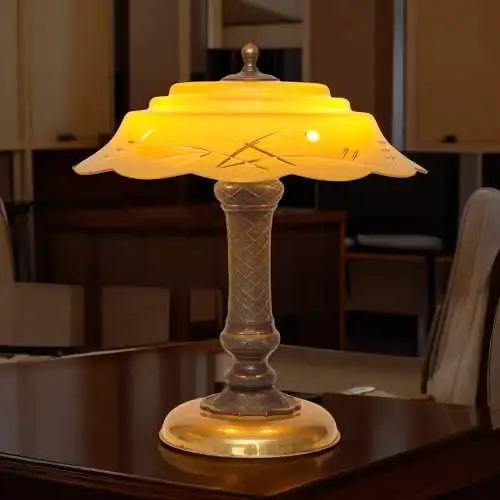 Art Déco Tischleuchte "NIPPON HOUSE" Unikat Bronze Messinglampe Einzelstück