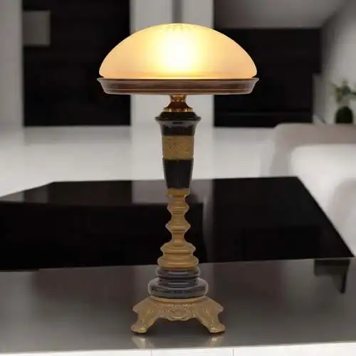 Jugendstil Schreibtischleuchte "MARBLE BASE" Unikat Tischlampe Messinglampe