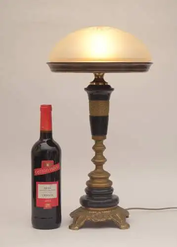 Jugendstil Schreibtischleuchte "MARBLE BASE" Unikat Tischlampe Messinglampe