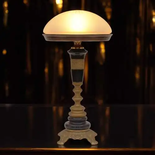 Jugendstil Schreibtischleuchte "MARBLE BASE" Unikat Tischlampe Messinglampe