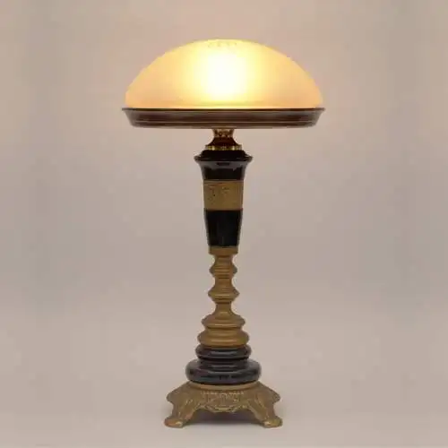 Jugendstil Schreibtischleuchte "MARBLE BASE" Unikat Tischlampe Messinglampe