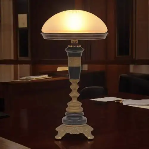 Jugendstil Schreibtischleuchte "MARBLE BASE" Unikat Tischlampe Messinglampe