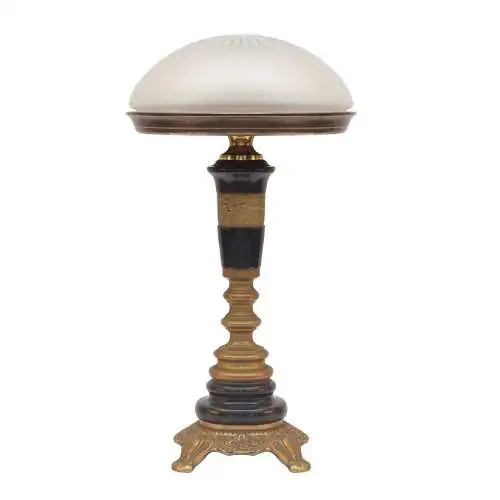 Jugendstil Schreibtischleuchte "MARBLE BASE" Unikat Tischlampe Messinglampe