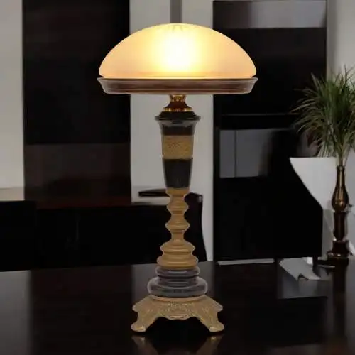Jugendstil Schreibtischleuchte "MARBLE BASE" Unikat Tischlampe Messinglampe