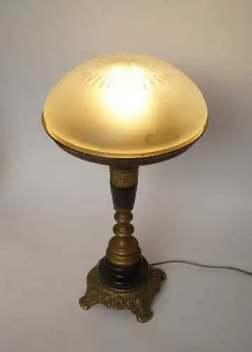 Jugendstil Schreibtischleuchte "MARBLE BASE" Unikat Tischlampe Messinglampe