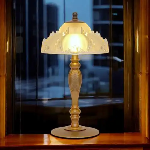 Unikat traumhafte Art Deco Tischleuchte "GERRESHEIM" Einzelstück Messinglampe