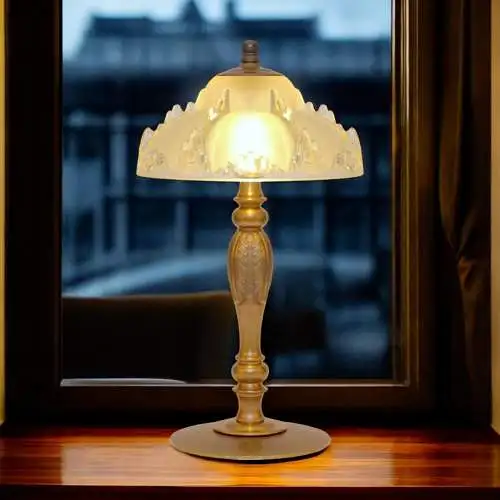 Unikat traumhafte Art Deco Tischleuchte "GERRESHEIM" Einzelstück Messinglampe