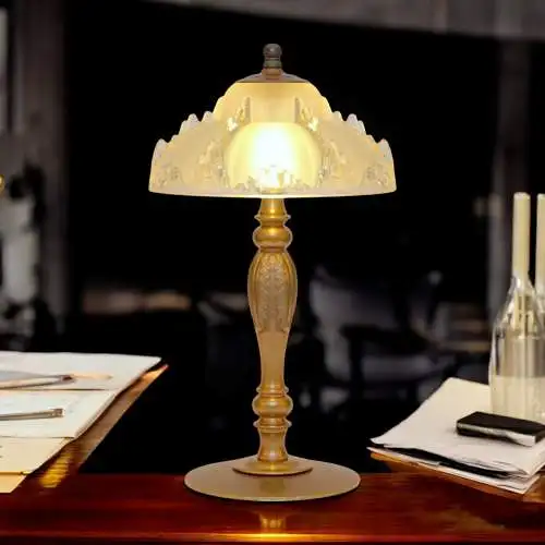 Unikat traumhafte Art Deco Tischleuchte "GERRESHEIM" Einzelstück Messinglampe