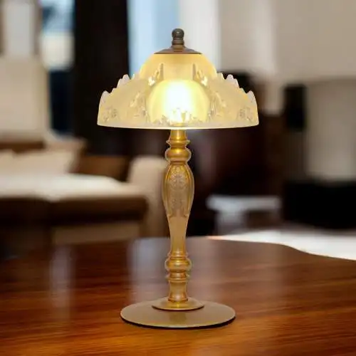 Unikat traumhafte Art Deco Tischleuchte "GERRESHEIM" Einzelstück Messinglampe