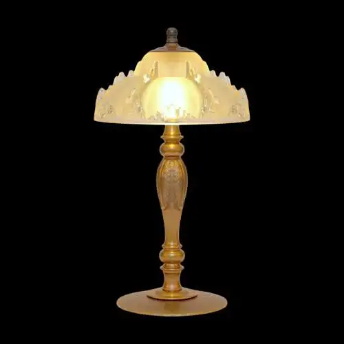 Unikat traumhafte Art Deco Tischleuchte "GERRESHEIM" Einzelstück Messinglampe