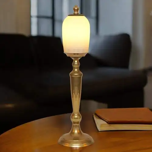 Art Deco Unikat Leuchte Messinglampe "GARATH" Tischleuchte Einzelstück