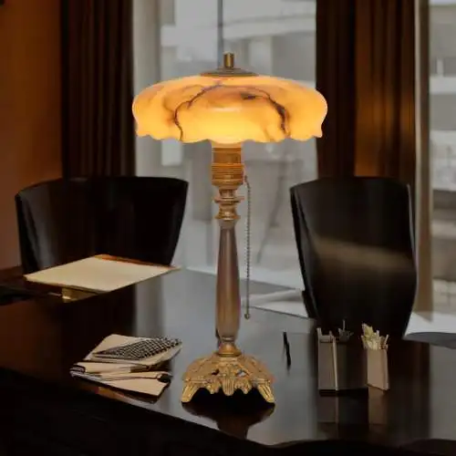 Original Art Déco Schreibtischleuchte "DERENDORF" Messinglampe Tischlampe
