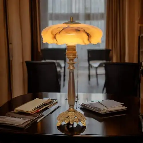 Original Art Déco Schreibtischleuchte "DERENDORF" Messinglampe Tischlampe