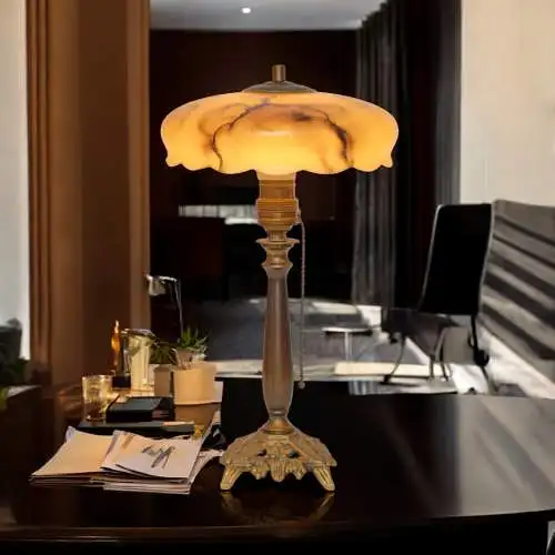 Original Art Déco Schreibtischleuchte "DERENDORF" Messinglampe Tischlampe