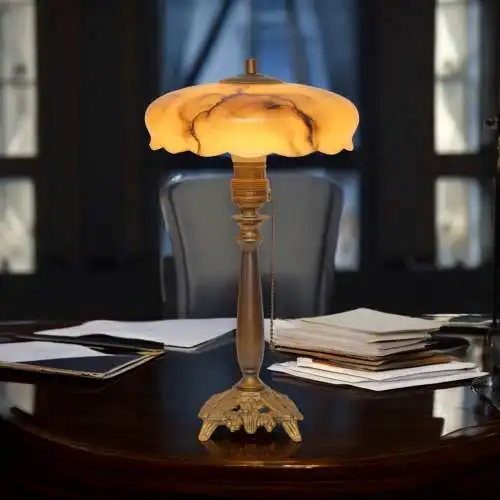 Original Art Déco Schreibtischleuchte "DERENDORF" Messinglampe Tischlampe