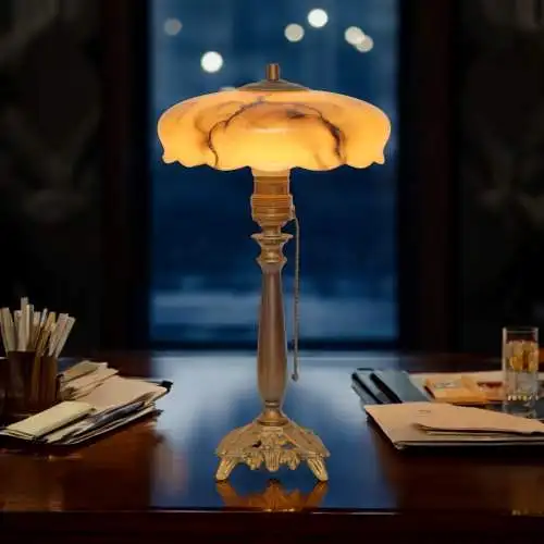 Original Art Déco Schreibtischleuchte "DERENDORF" Messinglampe Tischlampe