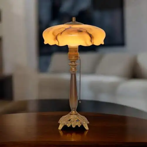Original Art Déco Schreibtischleuchte "DERENDORF" Messinglampe Tischlampe