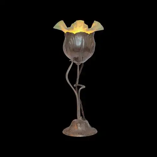 Traumhafte Art Nouveau Jugendstil Tischlampe "SILVER TULIP" Unikat Sammlerstück