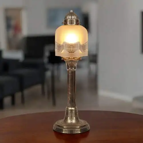 Unikat Art Déco Tischleuchte "L'OPÉRA" Messinglampe Tischlampe Einzelstück