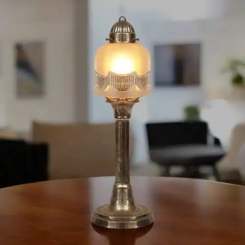 Unikat Art Déco Tischleuchte "L'OPÉRA" Messinglampe Tischlampe Einzelstück